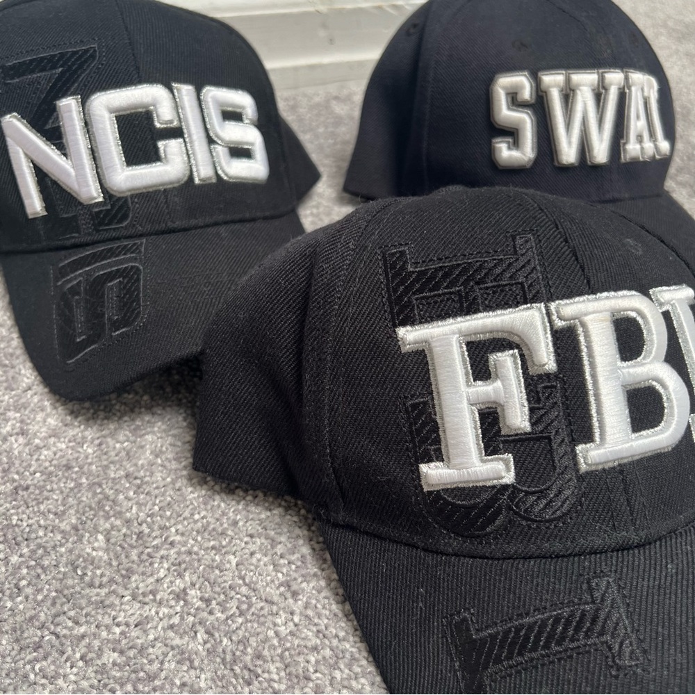3 Like New Baseball Caps from Washington DC black FBI SWAT and NCIS back velcro